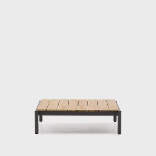 Kave Home Outdoor Salontafel Sorells Teakhout en grijs aluminium, 89 x 91cm