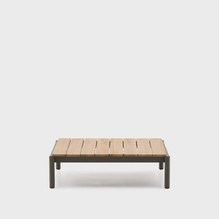Kave Home Outdoor Salontafel Sorells Teakhout en groen aluminium, 89 x 91cm - Donkergroen