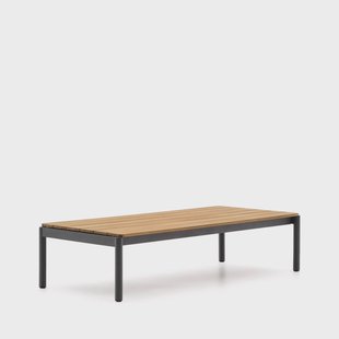 Kave Home Outdoor Salontafel Sorells Teakhout en grijs aluminium, 149 x 63cm,