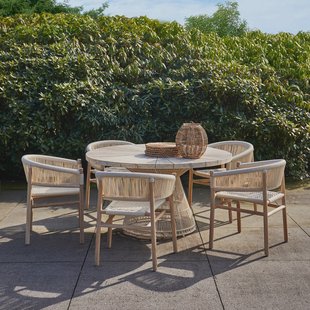 Rivièra Maison Ronde Tuintafel Saint Tropez Teakhout en touw, 140cm - Naturel