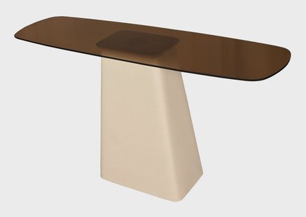 Brix Sidetable Mylon Glas en gecoat staal, 140cm - Beige