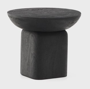 Kave Home Ronde Bijzettafel Ovak Acaciahout, 50cm - Zwart