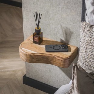 LifestyleFurn Zwevend Nachtkastje Nairoby Acaciahout, Set van 2 stuks - Massief acacia naturel