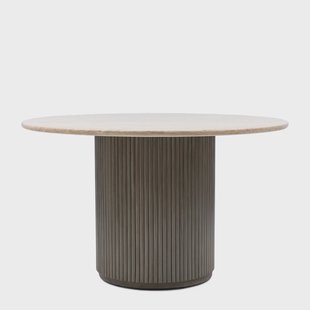 Rivièra Maison Ronde Eettafel Villanova Travertin en mangohout, 130cm - Bruin