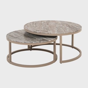 Richmond Ronde Salontafel Fairfax Marmer, Set van 2 stuks - Stone