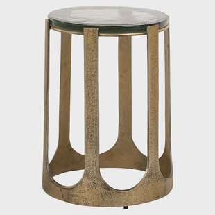 Richmond Ronde Bijzettafel Rixo Glas en brushed gold, 37cm - Goud