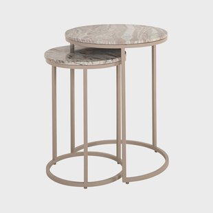 Richmond Ronde Bijzettafel Fairfax Marmer, Set van 2 stuks - Stone