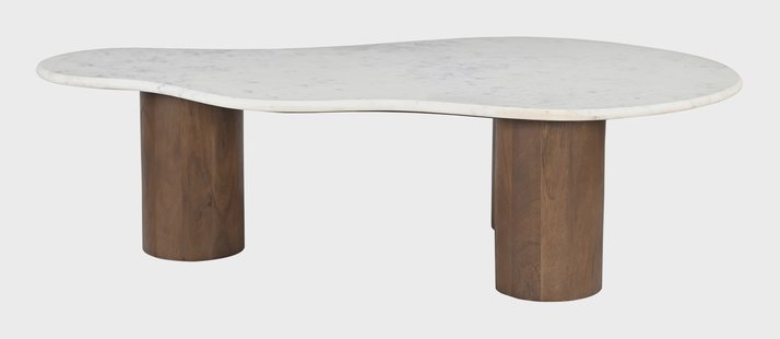 Artistiq Organische Salontafel Shaneen Marmer en mangohout, 135 x 80cm - Wit