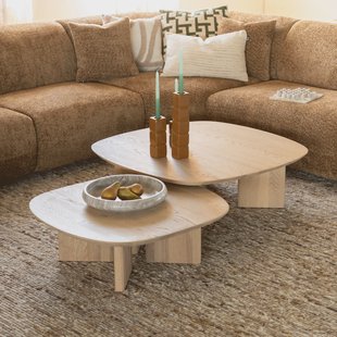 Eleonora Salontafel Stef Eiken - Naturel, Set van 2 stuks