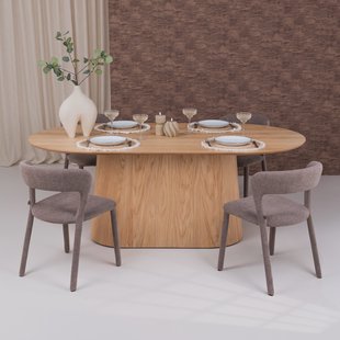Livingfurn Ovale Eettafel Novero Eiken, 200 x 110cm - Naturel - Ovaal