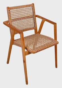 Livingfurn Tuinstoel Anya Teakhout en rattan - Bruin