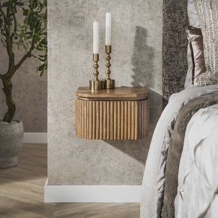 LifestyleFurn Zwevend Nachtkastje Sharmila XS, Mangohout, Met 1 lade - Massief mango zandkleur