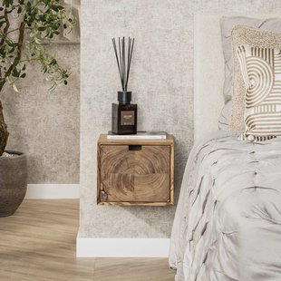 LifestyleFurn Zwevend Nachtkastje Abigayle Acaciahout, met 1 lade - Massief acacia naturel