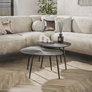 LifestyleFurn Organische Salontafel Teara Ray Metal finish, Set van 2 stuks - Brons donkerbruin
