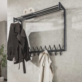 LifestyleFurn Kapstok Carmelo Met 20 haken en plank - Donkergrijs Mat