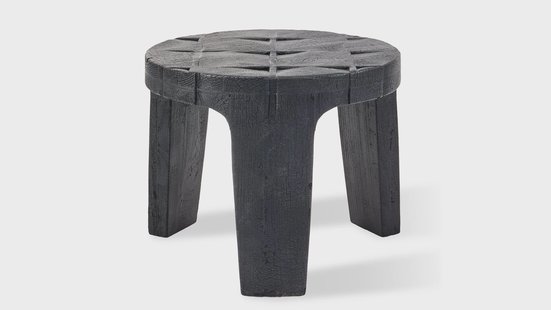Jesper Home Ronde Bijzettafel Kartano Gebrand hout, 56cm - Zwart