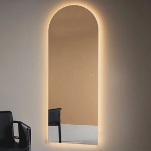 Nohr Gebogen Spiegel Maida Met LED-verlichting, 185 x 70cm - Zilver - Ovaal - Passpiegel