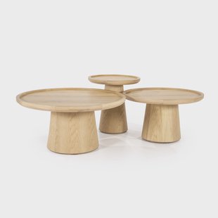 Eleonora Salontafel Leia Eikenhout, Set van 3 stuks - Naturel