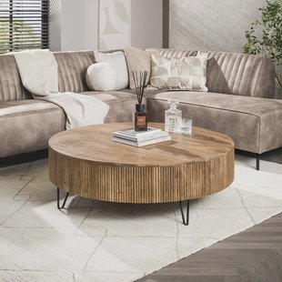 LifestyleFurn Ronde Salontafel Sharmila Mangohout, 120cm - Massief mango zand