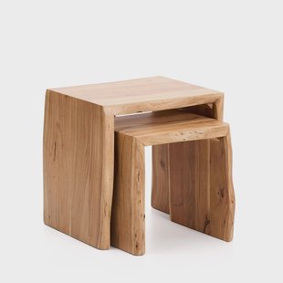 Kave Home Bijzettafel Lomiri Acaciahout, Set van 2 stuks - Bruin - Vierkant