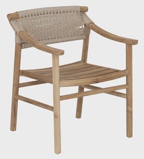MUST Living Eetkamerstoel Kenzo Teakhout en touw - Beige