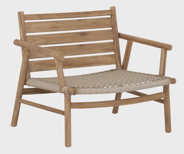 MUST Living Fauteuil Ono Teakhout en touw - Beige
