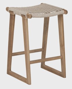 MUST Living Barstoel Kento Teakhout en touw (zithoogte 62cm) - Naturel