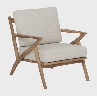 MUST Living Fauteuil Charles Teakhout en stof - Beige