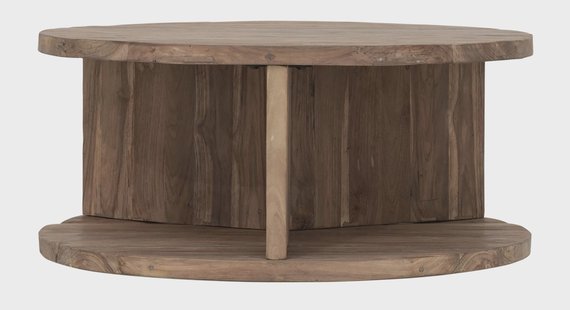 MUST Living Ronde Salontafel Rush Teakhout, 80cm - Bruin