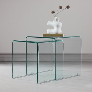Nohr Bijzettafel Rockwell Glas, Set van 2 stuks - Transparant - Vierkant