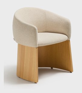Kave Home Eetkamerstoel Bosca Chenille en eiken - Beige