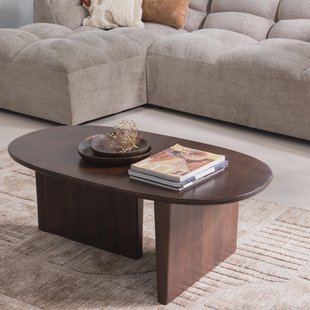 WOOOD Ovale Salontafel Seam Mangohout, 110 x 60cm - Walnoot - Ovaal