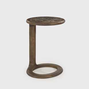 Eleonora Ronde Bijzettafel Vito Marmer en Mangohout, 43 x 37cm - Bruin