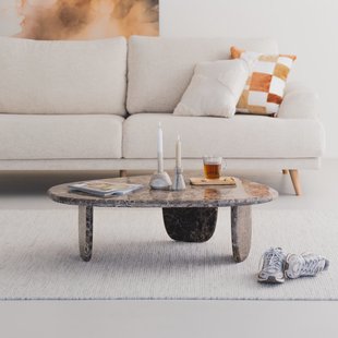 Eleonora Organische Salontafel Devin Marmer, 100 x 85cm - Bruin
