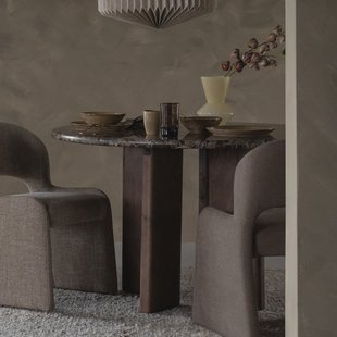 Eleonora Ronde Eettafel Lando Marmer en mangohout, 127 cm - Bruin