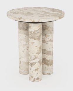 By-Boo Ronde Bijzettafel Marmo Marmer, 40cm - Beige