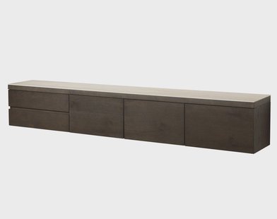 Richmond Zwevend TV-meubel Lachance Eikenhout en travertinlook, 220cm - bruin