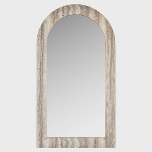 Richmond Gebogen Spiegel Calvo Marmer en travertinlook, 100 x 55cm - Grijs