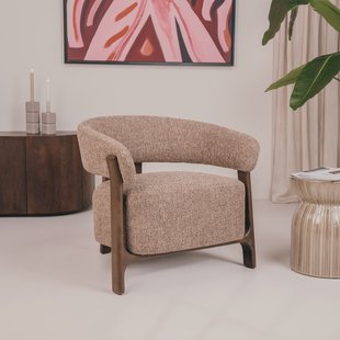 Richmond Fauteuil Dalara Tweed stof en beukenhout - Bruin