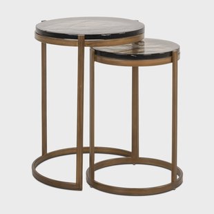 Richmond Ronde Bijzettafel Cleo Gegoten glas en ijzer, Set van 2 stuks - Goud