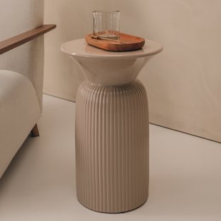 Rivièra Maison Ronde Bijzettafel Cascais Keramiek, 32cm - Zand