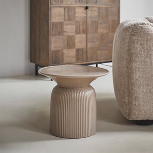 Rivièra Maison Ronde Bijzettafel Cascais Keramiek, 48cm - Beige