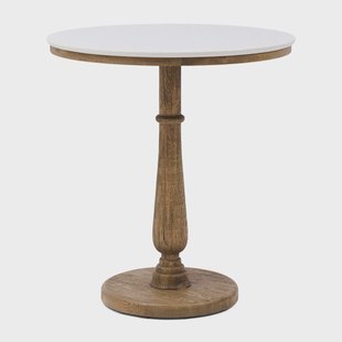 Rivièra Maison Ronde Bistrotafel Amalfi Marmer en eikenhout, 70cm - Wit