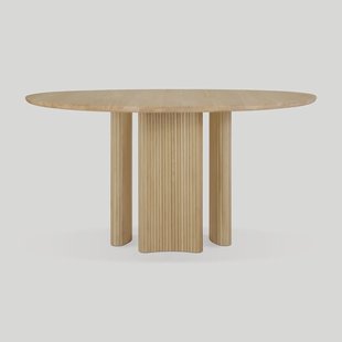 Ethnicraft Ronde Eettafel Roller Max Geolied Eikenhout, 150cm - Naturel