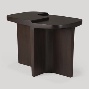 Ethnicraft Deens Ovale Bijzettafel Brutalist Gevernist Mahoniehout, 60 x 40cm - Rose Brown - Ovaal