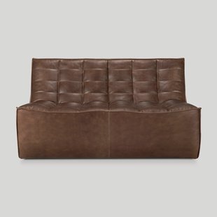 Ethnicraft Modulaire Bank N701 2-zits, Leder - Chestnut