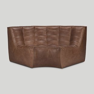 Ethnicraft Modulaire Bank N701 90° Ronde Hoek, Leder - Chestnut