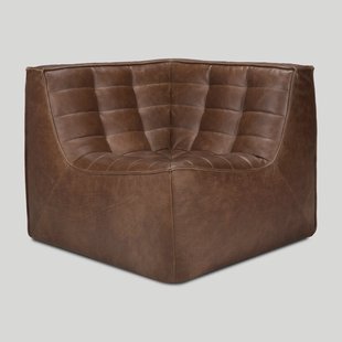 Ethnicraft Modulaire Bank N701 90° Vierkante Hoek, Leder - Chestnut