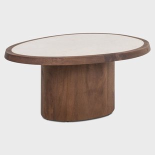 Richmond Organische Salontafel Melrose Marmer en mangohout, 90 x 70cm - Bruin