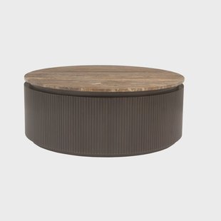 Richmond Ronde Salontafel Russo Travertin en brass, 90cm - Bruin